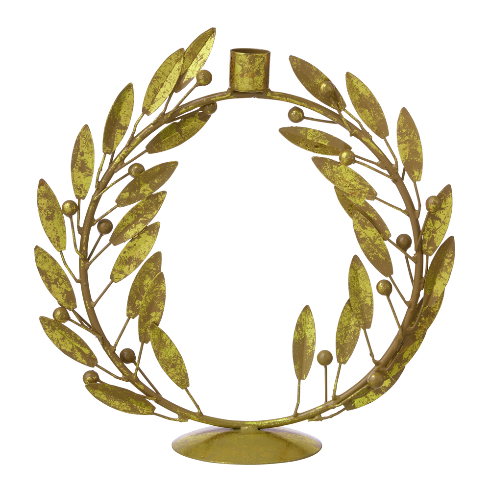 Bungalow – Ljusstake Löv Krans 26 cm Guld