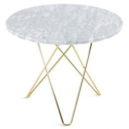 O Table Matbord Mässing/Vit Marmor Ø80