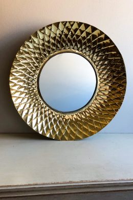 Spegel rund guldfärgad