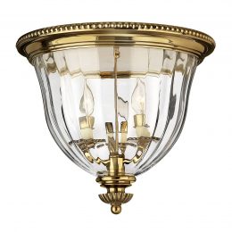 Taklampa Cambridge, mässing/glas, höjd 33 cm