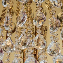 Taklampa Celeste med K9-kristaller, Ø 45 cm, guld